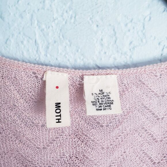 Anthropologie Moth Baby Pink Sheer Ruffle Cardigan Shrug - Picture 4 of 5